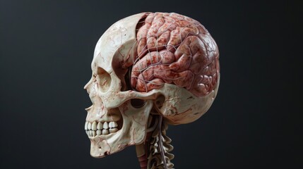 3D render of a human skull, detailed anatomy, educational - obrazy, fototapety, plakaty