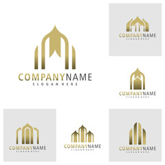 Set of Mosque logo design vector. Creative Mosque logo concepts template