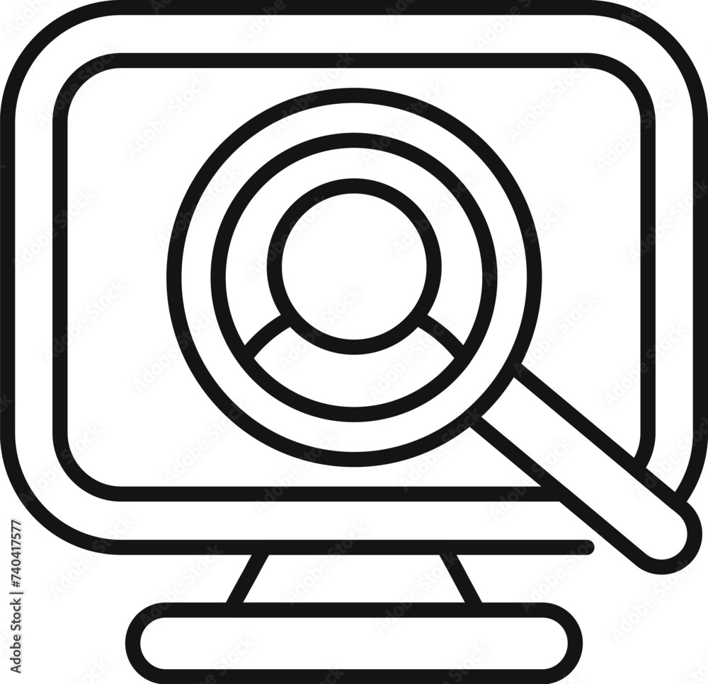 Poster access computer person icon outline vector. scan check data. tone user system