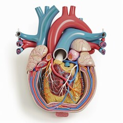 Circulatory system and heart pump mechanism, detailed, educational
