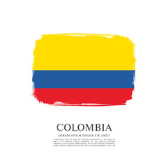 Fototapeta premium Flag of Colombia, brush stroke background
