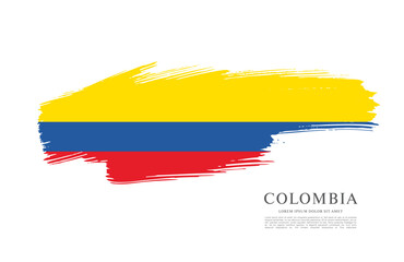 Obraz premium Flag of Colombia, brush stroke background