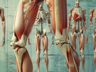 Human joint anatomy, knee and elbow, motion concept, detailed - obrazy, fototapety, plakaty