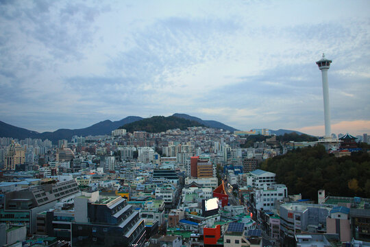 Evening View of Nampo-dong, Busan, South Korea