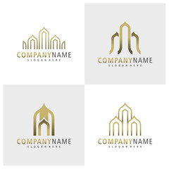 Set of Mosque logo design vector. Creative Mosque logo concepts template
