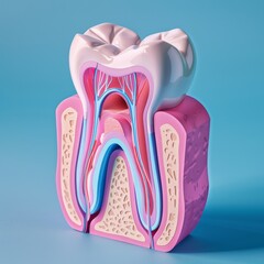 Teeth and dental care, cross-section of tooth, health concept