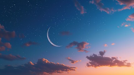A Creative Composition of a Crescent Moon and...

