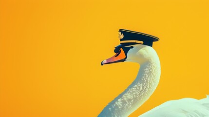 Swan in High Contrast Uniform and Saturated Color Field