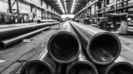 steel pipes, factory, industrial, infrastructure, construction, manufacturing, production, assembly line, machinery, equipment, automation, technology, welding, sparks, heat, precision, accuracy, stre