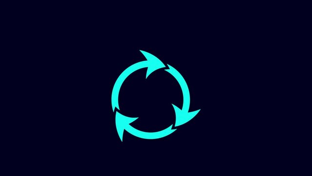 Animated icon of circle arrows, Loading circle animation on black transparent background