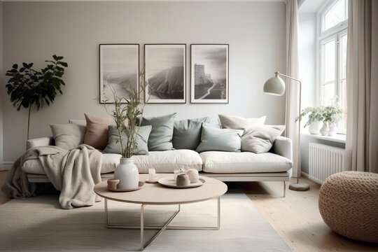 A Scandinavian sanctuary with a muted color palette, creating a calm and serene atmosphere.