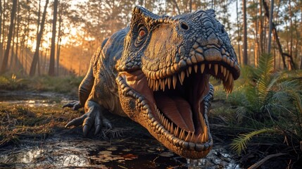 Journey to the Jurassic: world of dinosaurs, extinct species with big, strong, toothy predators, prehistoric era and the fascinating realm of ancient reptiles