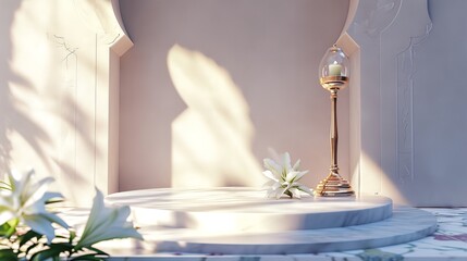 Arabian Lamp and White Flower: Ramadan Kareem

