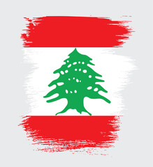 Naklejka na ściany i meble Flag of Lebanon, brush stroke background