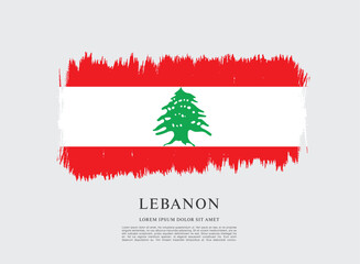 Flag of Lebanon, brush stroke background