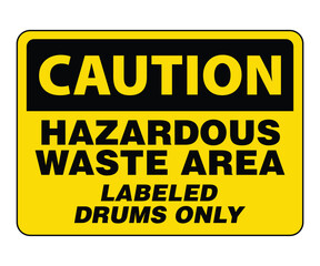 Caution Hazardous Waste Area Sign, Labeled Drums Only