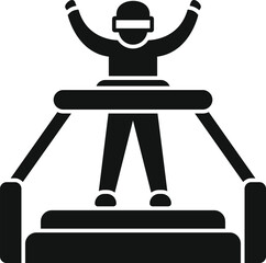 Person play on vr platform icon simple vector. Social simulation. Cinema visual