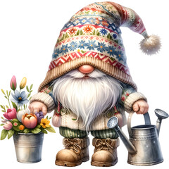 Cute Gnome Spring Seasonal Clipart Illustration