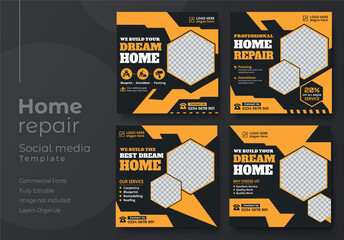 Plumbing service social media template, editable home repair services social media post template