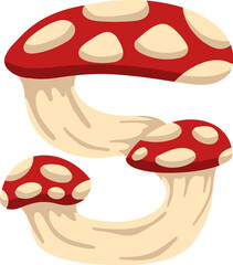 Mushroom Letter Alphabet Vector S