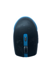 Isolated black mobile phone with blue USB cable and mouse