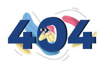 404 Error Concept Illustration. Woman Looking Through using Binacular with 404 Error Symbol. 