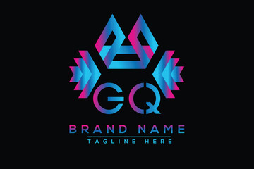 Blue GQ letter logo design. Vector logo design for business.