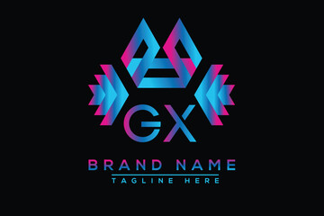 Blue GX letter logo design. Vector logo design for business.