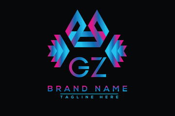 Blue GZ letter logo design. Vector logo design for business.