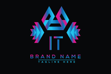 Blue IT letter logo design. Vector logo design for business.