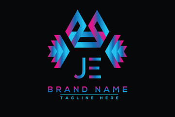 Blue JE letter logo design. Vector logo design for business.