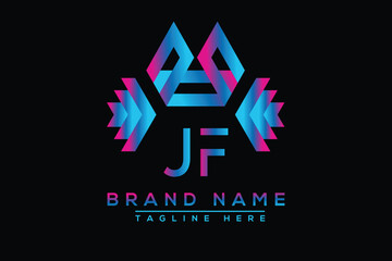 Blue JF letter logo design. Vector logo design for business.