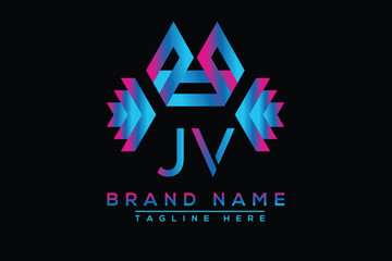 Blue JV letter logo design. Vector logo design for business.