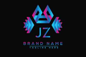 Blue JZ letter logo design. Vector logo design for business.