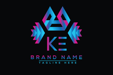 Blue KE letter logo design. Vector logo design for business.