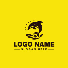 Dolphin logo and icon symbol clean flat modern minimalist logo design editable vector