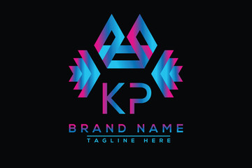 Blue KP letter logo design. Vector logo design for business.