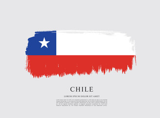 Flag of Chile, brush stroke background - Powered by Adobe