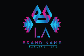 Blue LA letter logo design. Vector logo design for business.