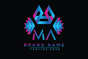 Blue MA letter logo design. Vector logo design for business.