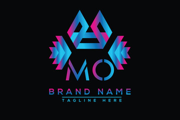 Blue MO letter logo design. Vector logo design for business.