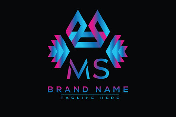 Blue MS letter logo design. Vector logo design for business.