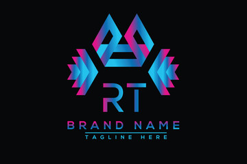 Blue RT letter logo design. Vector logo design for business.
