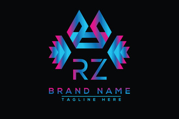 Blue RZ letter logo design. Vector logo design for business.