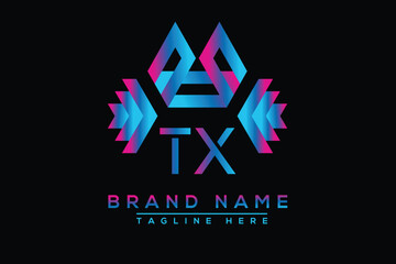 Blue TX letter logo design. Vector logo design for business.