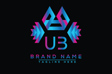 Blue UB letter logo design. Vector logo design for business.