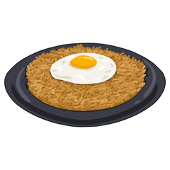 Nasi Goreng Fried Rice Illustration Flat Design