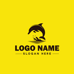 Dolphin logo and icon symbol clean flat modern minimalist logo design editable vector