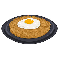 Nasi Goreng Fried Rice Illustration Vector Flat Design