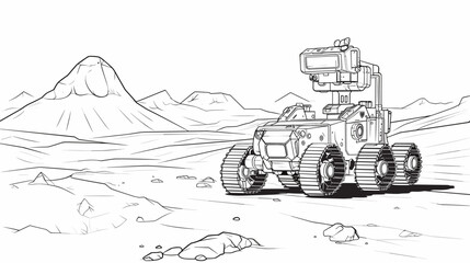 Abstract robotic rover exploring a distant terrain. simple Vector art